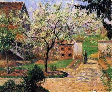  flowering Art - flowering plum tree eragny 1894 Camille Pissarro
